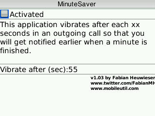 Free download Blackberry freeware call timer minutesaver