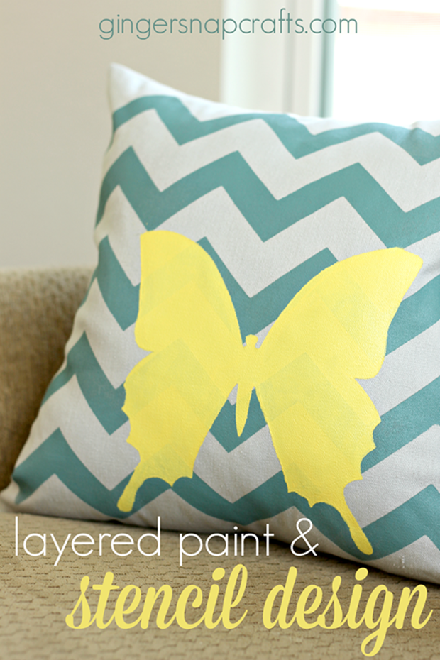Layered Paint & Stencil Design Tutorial at GingerSnapCrafts.com #tulipforyourhome #ilovetocreate #paints #stencils _thumb[2]