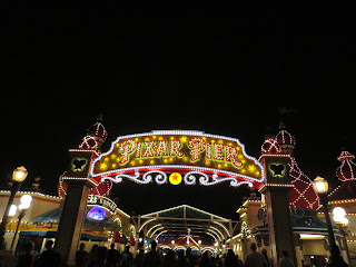 Pixar Pier Entrance night sign