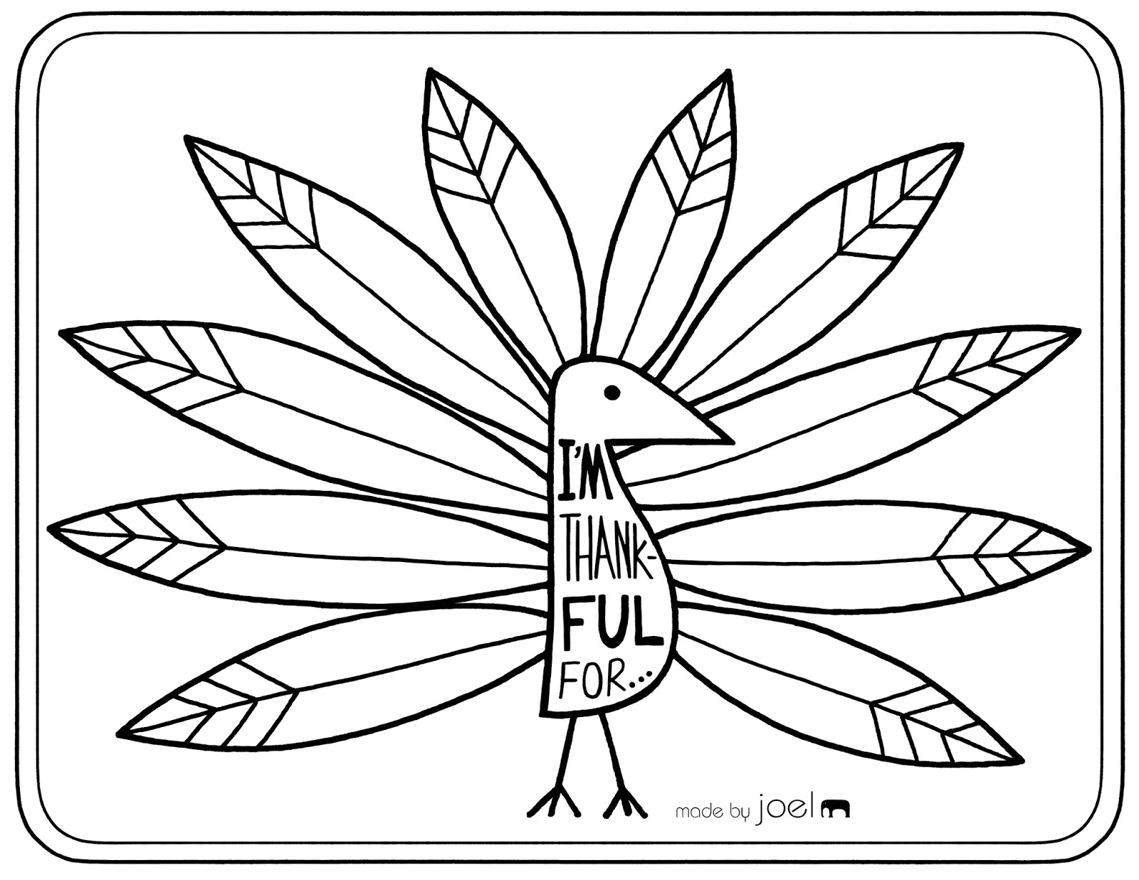 Made by joel shares a turkey coloring sheet too