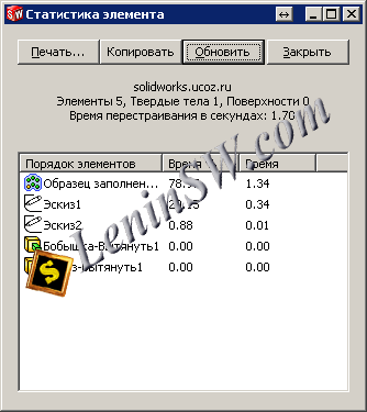 Solidworks - Статистика элемента