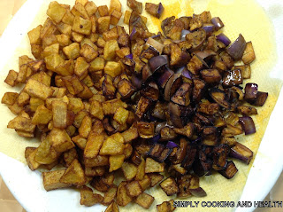 Fried potato and eggplant