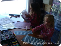 Emily and Katey making Father's Day Cards