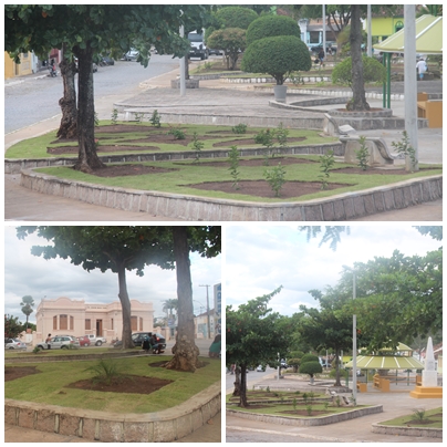 Praça principal ganha novo visual com plantio de gramas em Macajuba