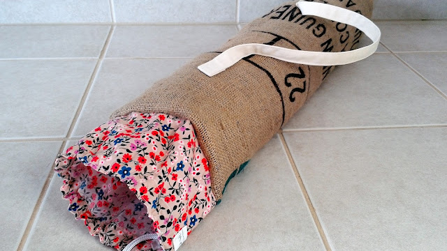 Burlap Coffee Bean Sack Yoga Mat Bag Floral by Lina and Vi Plymouth MI