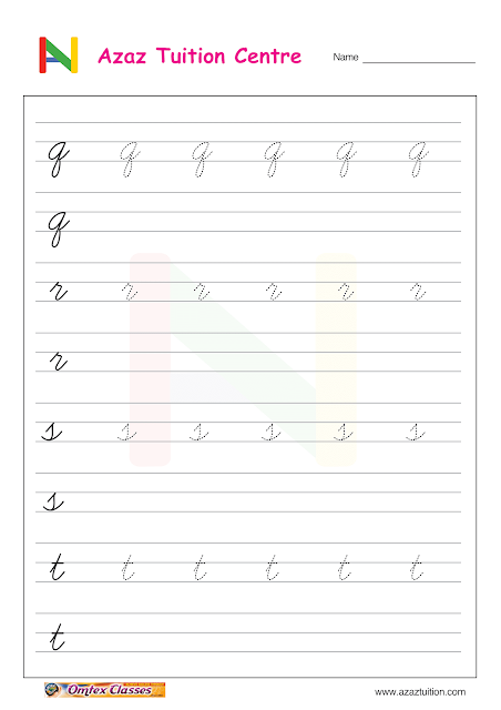 CURSIVE WRITING - PRACTICE WORKSHEETS FOR KIDS