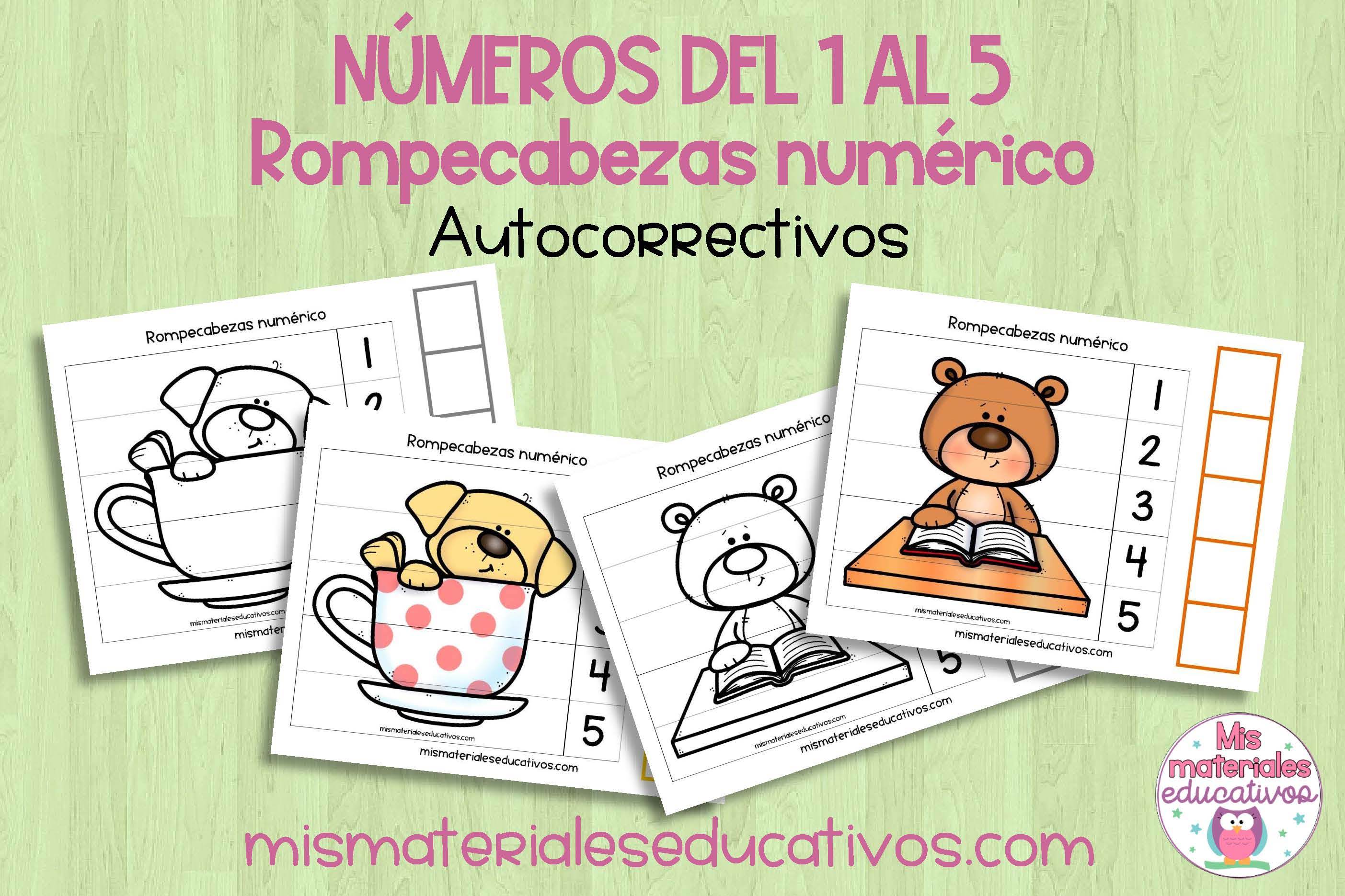 Mis Materiales Educativos: numéricos para imprimir con números del 1 al 5 a y en y negro.