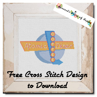 retro vintage diner sign free cross stitch pattern to download