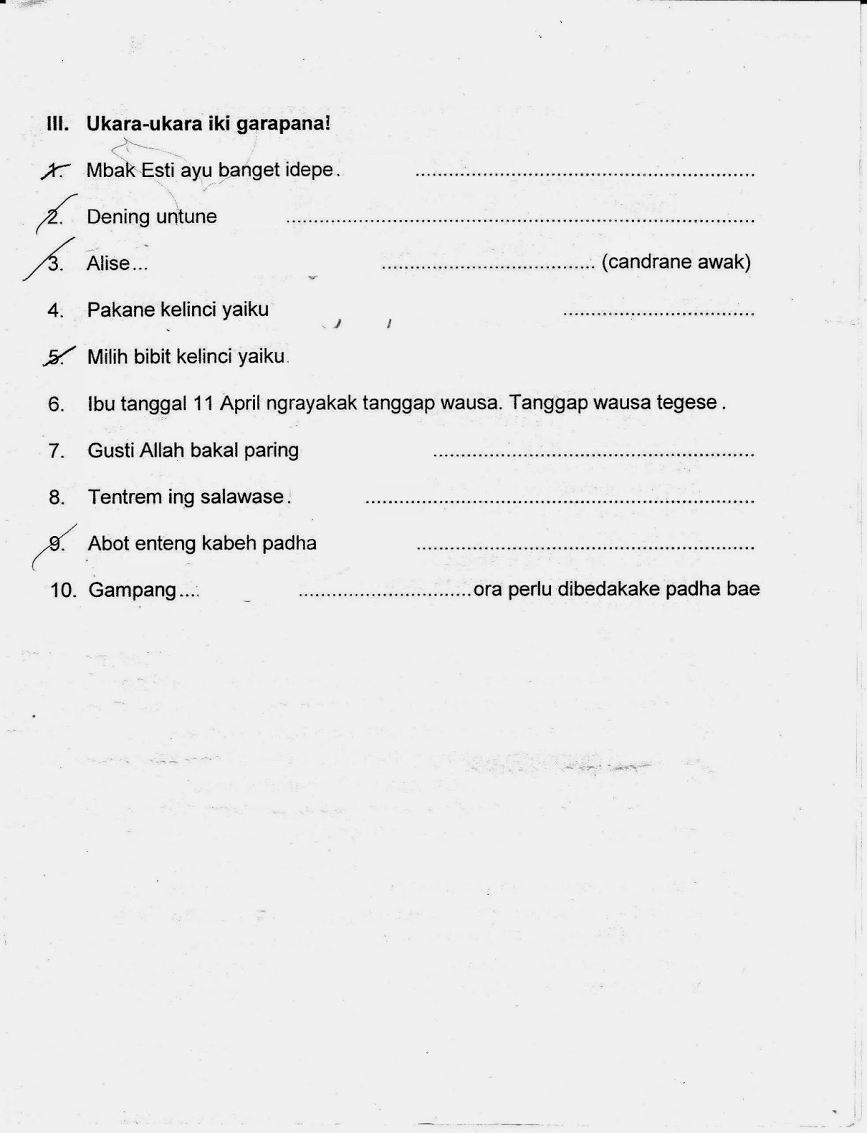 UTS Bahasa Jawa Kelas 5 SD TA 2014 2015 Semester Genap