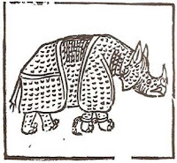 Rhinoceros, engraving by Giovanni Giacomo Penni, 1515