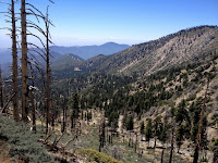 View southwest from Windy Gap Trail toward Crystal Lake Basis and Hawkins Ridge, Angeles National Forest