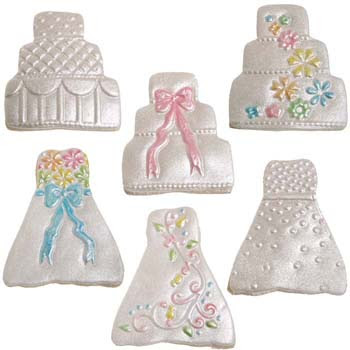 Click here to buy mini wedding set Painted and Pearl Mini Wedding Cookies