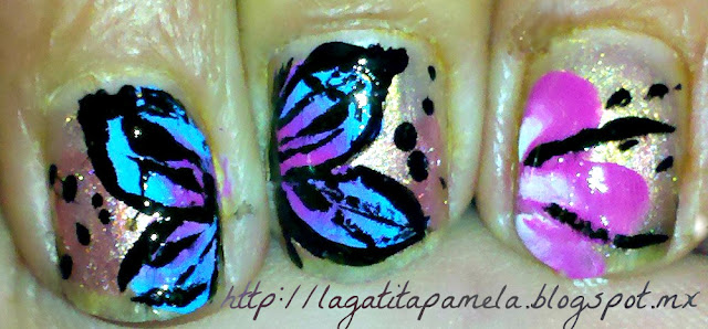 butterfly one stroke nail art