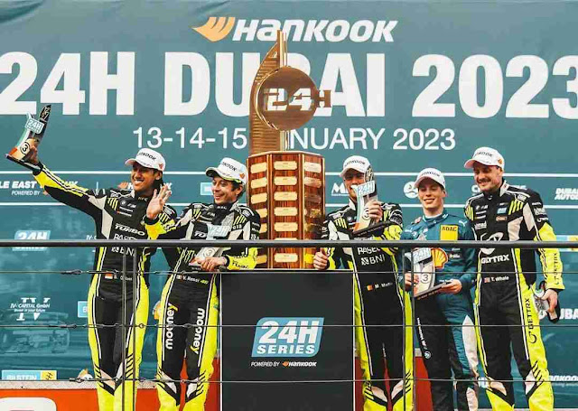 Sean Gelael dan Valentino Rossi Berhasil Naik Podium di 24H of Dubai 2023