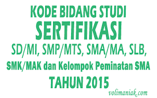 Kode Bidang Studi Sertifikasi Guru Mata Pelajaran Kelompok Umum di SD/MI, SMP/MTS, SMA/MA, SLB, SMK/MAK dan Kelompok Peminatan SMA