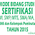 Kode Bidang Studi Sertifikasi Guru Mata Pelajaran Kelompok Umum di SD/MI, SMP/MTS, SMA/MA, SLB, SMK/MAK dan Kelompok Peminatan SMA