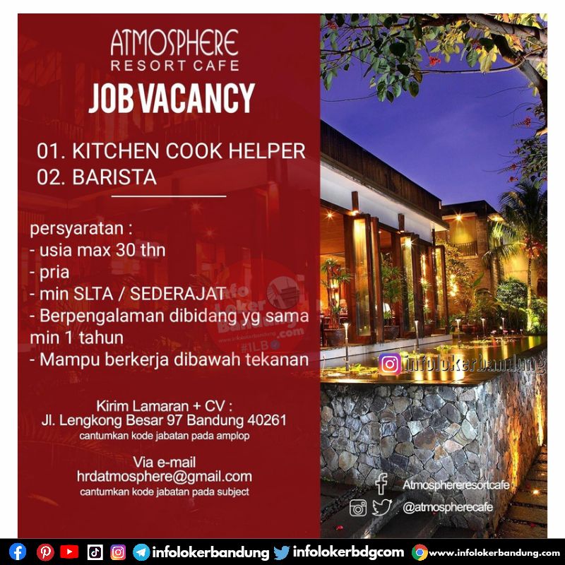 Lowongan Kerja Atmosphere Resort Cafe Bandung April 2022