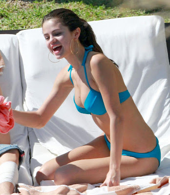 Selena Gomez in blue bikini photo 1