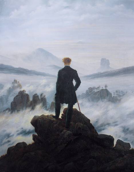 Caminhante sobre o mar de névoa, pintura de Caspar David Friedrich.