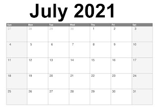 Free Printable Calendar July 2021