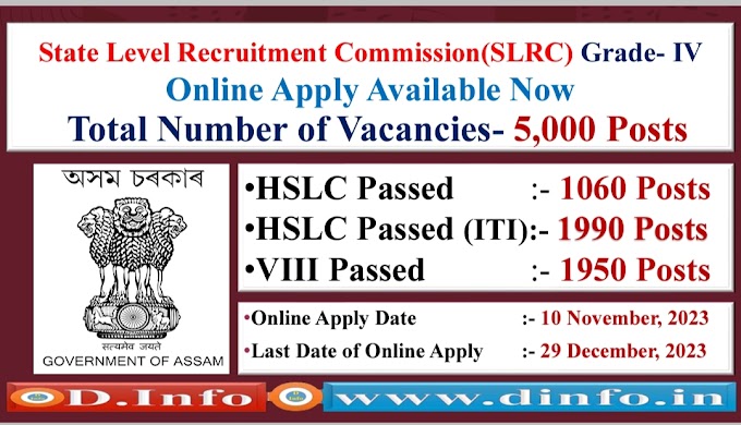 Assam Direct Recruitment Grade-IV- Online Apply Link Available Now, Vacancy- 5000 Posts