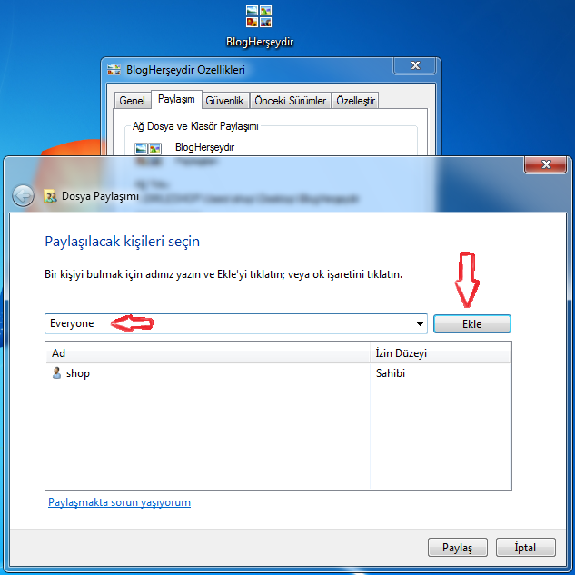 Windows 7 Windows vista windows xp dosya paylaşımı