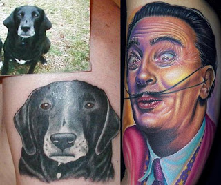 Tatuagem Portrait de um cachorro e tatuagem Realista colorida de Salvador Dalli