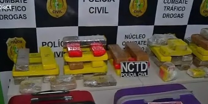 Polícia apreende cerca de 30 kg na rodoviária de Brejo Santo, com auxílio de cão farejador.