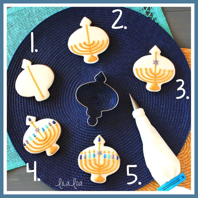 Hanukkah menorah cookie decorating tutorial