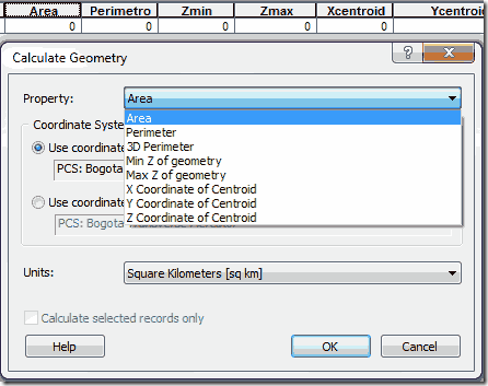 calcular area con arcgis