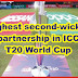 Highest second-wicket partnership in ICC T20 World Cup