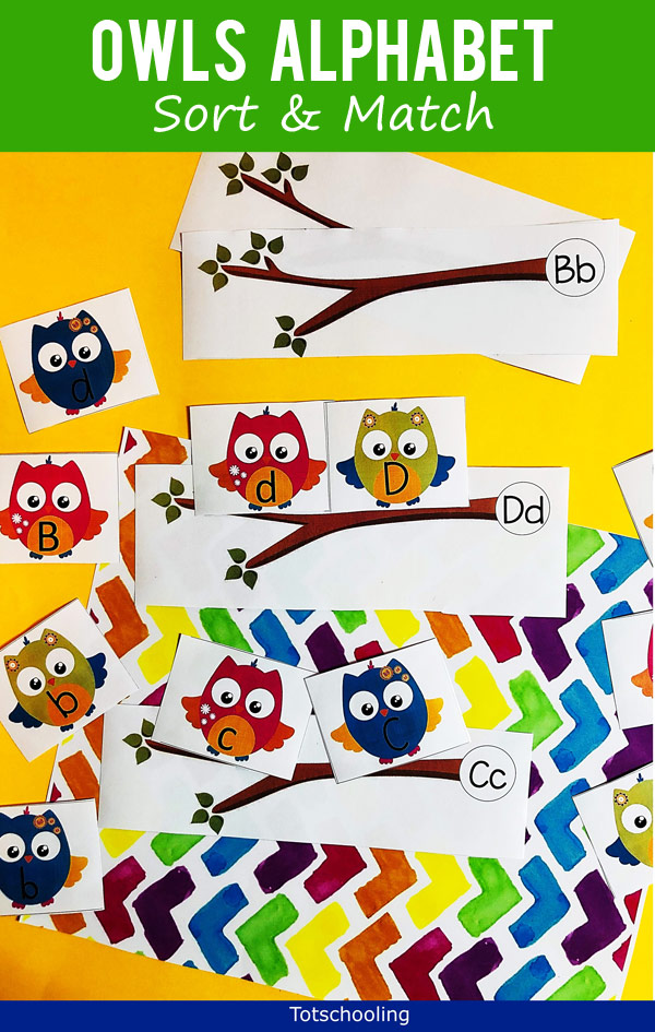 Owls Alphabet Sort Match Activity Totschooling Toddler Preschool Kindergarten Educational Printables