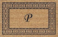 monogrammed doormat with black border-P