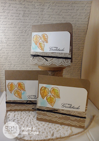 SRM Stickers Blog - Leaf Gift Card Set by Lesley - #cardset #cards #autumn #janesdoodles #autumnblessings #lace #twine #giftset #A2box