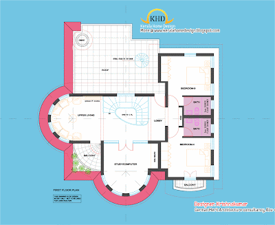 256 Square Meter (2761 Square Feet) semi circular shaped villa - June 2011