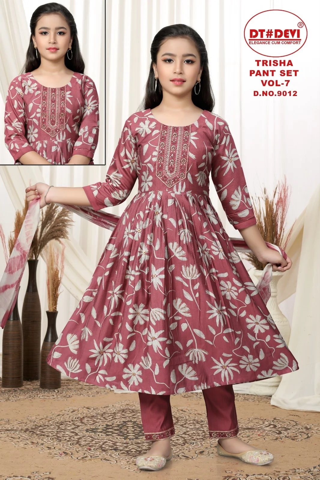 Trisha Vol 7 Dn 9012 Dt Devi Vetican Girls Readymade Pant Suits