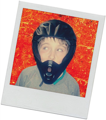 Boy Modellling Full Face Bike Helmet