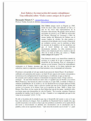  José Zuleta y la renovación del cuento colombiano. Por Hernando Motato C.  