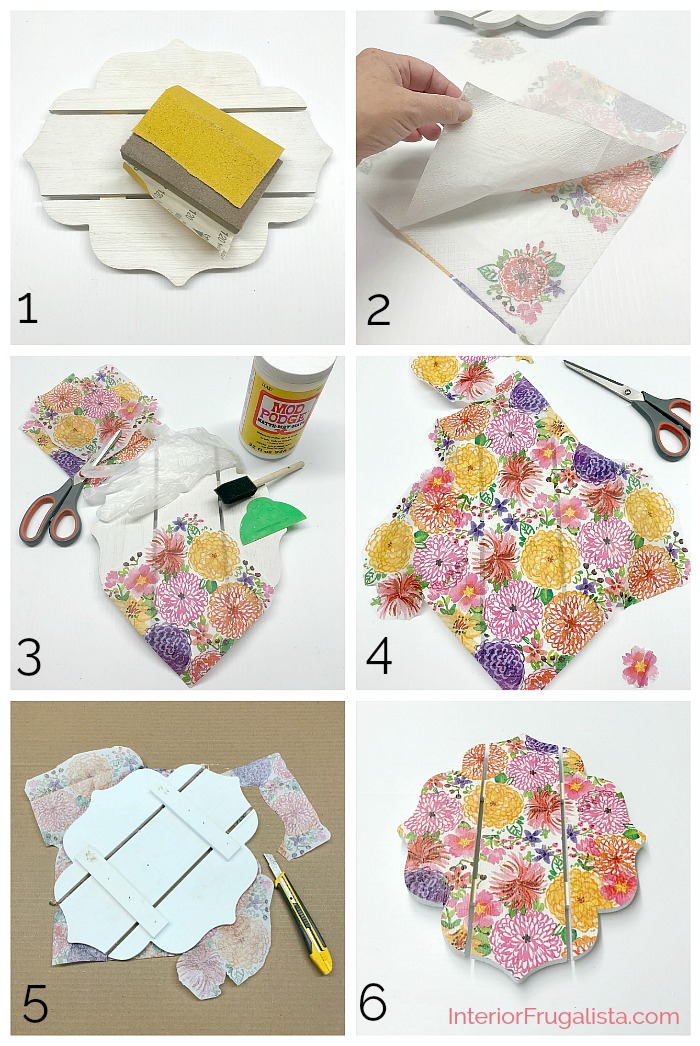 An easy Dollar Store Craft idea with Decoupage Napkins. This DIY Wall Sconce is a budget-friendly Spring or Summer decor idea that can be used as a mason jar candle holder lantern or hanging flower vase.