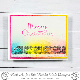 Baby's 1st Christmas Stamp Set, Rabbit Hole Designs, Rick Adkins, Train, Ink blended Card