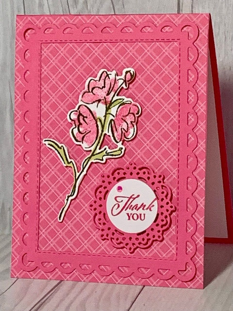 Polished Pink Handmade Floral Thank You card using Color & Contour Stamp Set from Stampin' Up!