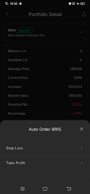 Fitur stop loss dan auto take profit di aplikasi saham Stockbit sudah ada