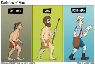 Absurde Bilder - Evolution des Postboten - komisches zum lachen