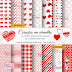Papéis do Kit Digital Corações em vermelho