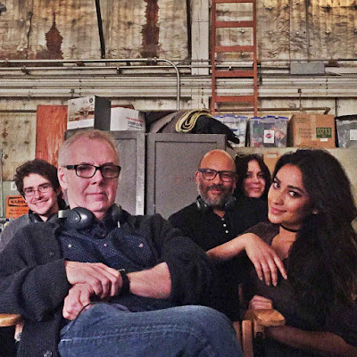 Shay Mitchell (Emily) with PLL director Norman Buckley filming 7x05