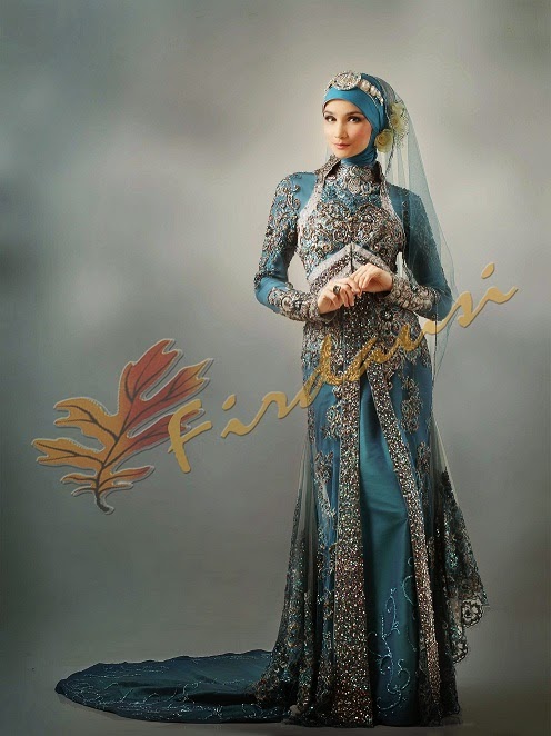  Kebaya Pengantin Resepsi Modern Warna Hijau Tosca 