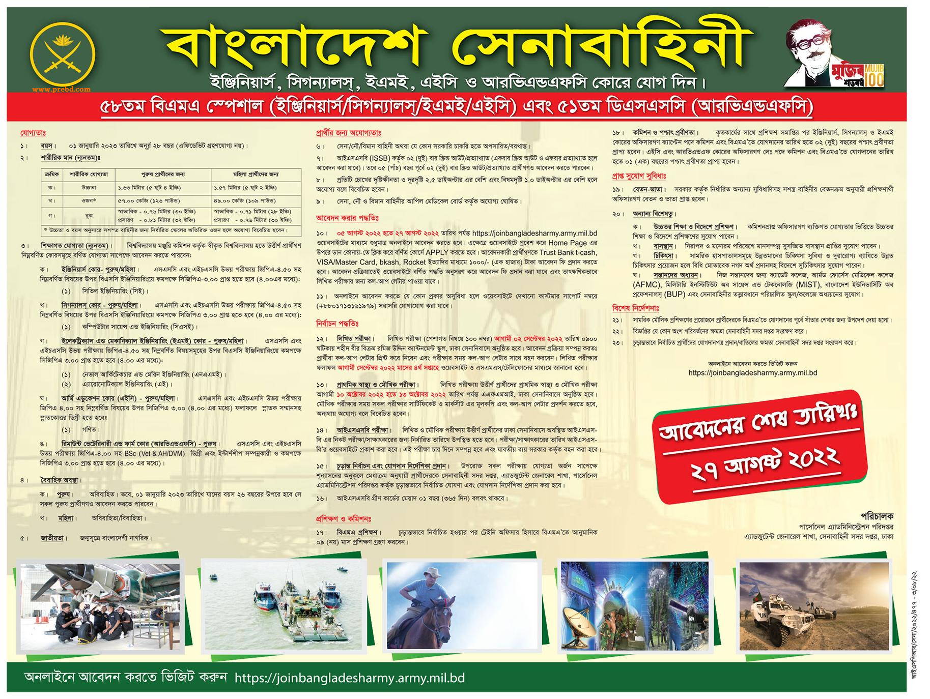 Bangladesh ARMY govt Job Circular