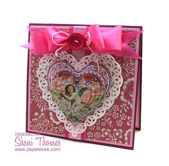 3D heart pyramid Valentine's Day card with Joy! Crafts topper, by Papersse