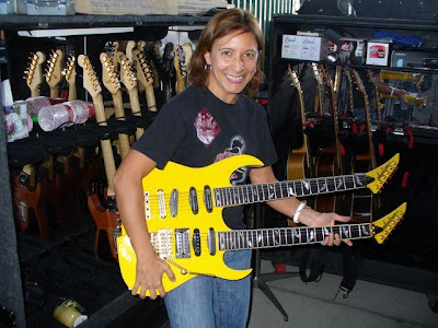 Germana with one of Phil Collen's guitars