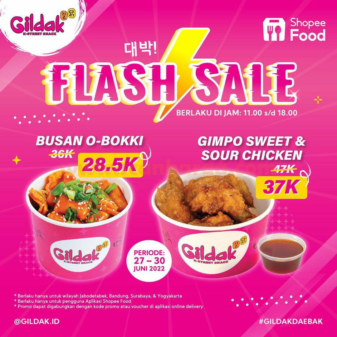 Promo GILDAK SHOPEEFOOD FLASH SALE – Menu Spesial cuma 28RB